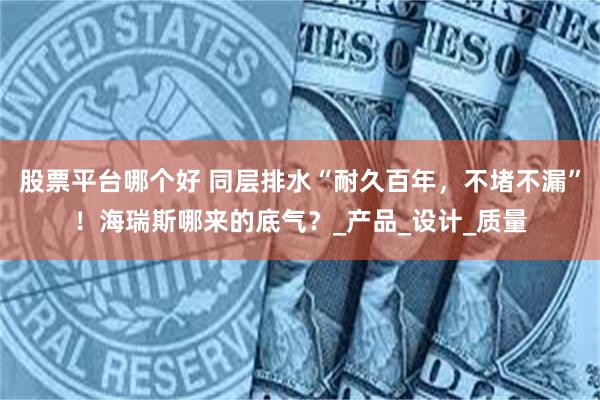 股票平台哪个好 同层排水“耐久百年，不堵不漏”！海瑞斯哪来的底气？_产品_设计_质量