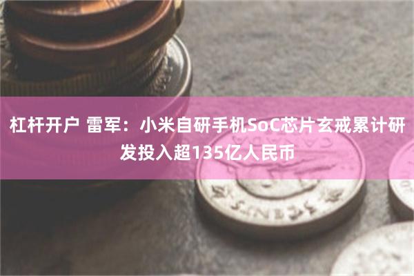 杠杆开户 雷军：小米自研手机SoC芯片玄戒累计研发投入超135亿人民币