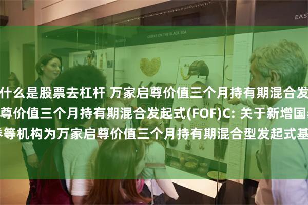 什么是股票去杠杆 万家启尊价值三个月持有期混合发起式(FOF)A,万家启尊价值三个月持有期混合发起式(FOF)C: 关于新增国泰海通证券等机构为万家启尊价值三个月持有期混合型发起式基金中基金(FOF)基金销售机构的公告